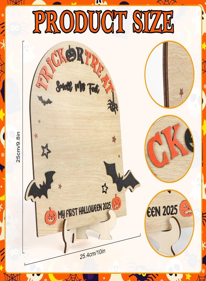 Yewfold My First Halloween Sign DIY Wooden Art Baby‘s First Halloween Footprint Kit Nursery Decor and Newborn Photoshoot Prop for Baby Showers (Halloween) - Image 3